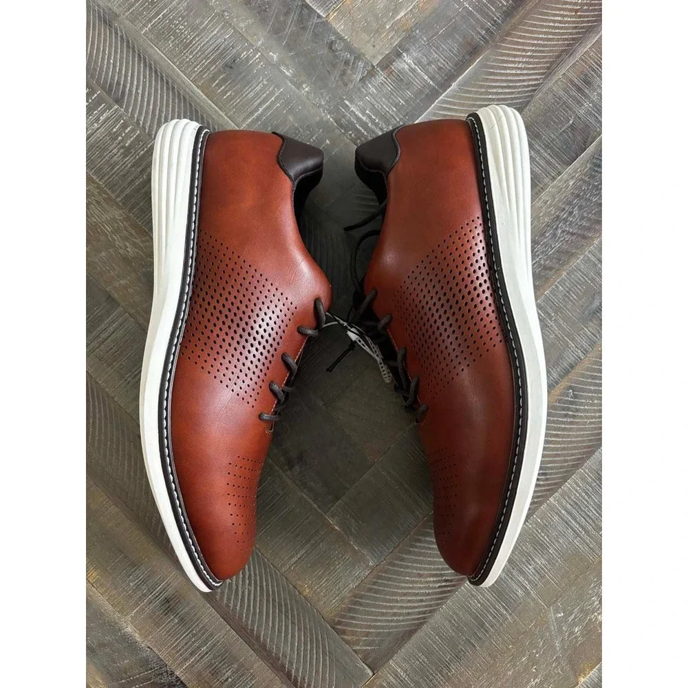 Perry Ellis Portfolio Hamilton Mens 11 Brown Oxford Dress Shoes NEW